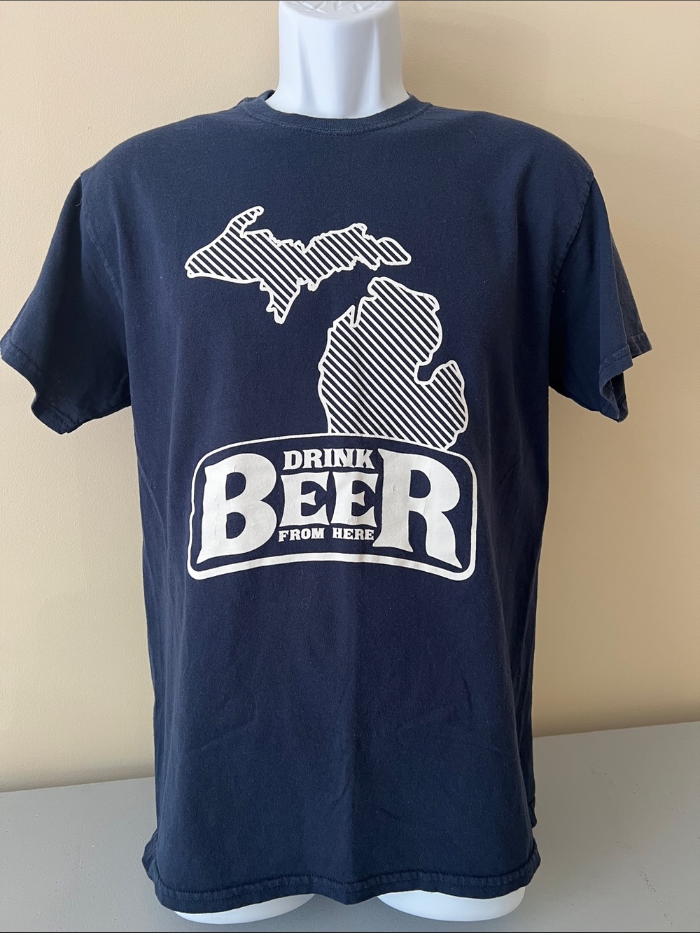 Drink Beer From Here Michigan Graphic T-Shirt - Navy